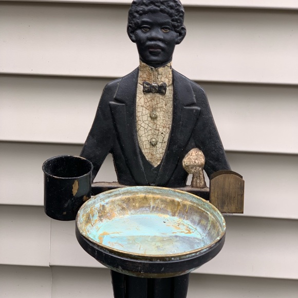 VINTAGE BLACK AMERICANA COLLECTIBLE BUTLER ASHTRAY LAMP SMOKING STAND - Picture 3 of 16